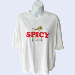 Comfort Colors XL Spicy Graphic Tee White Relaxed Fit Y2K Retro
